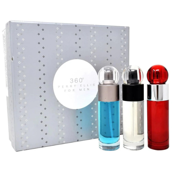 Estuche Perry Ellis 360 Trio Hombre 3pzs 30ml Edt 360 Trad + 30ml Edt 360 Green + 30ml Edt 360 Red