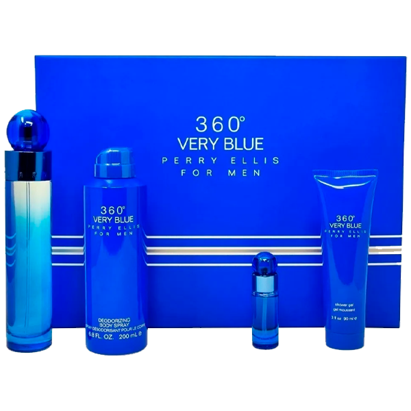 Estuche Perry Ellis 360 Very Blue Hombre 4pzs 100ml Edt + 7.5ml + Desodorante + After Shave