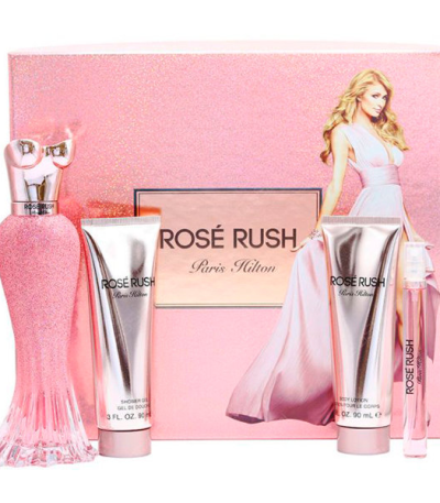 Estuche Paris Hilton Rose Rush Mujer 4pzs 100ml Edp + 10ml + Gel De Baño + Crema