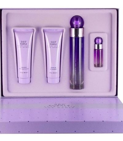 Estuche Perry Ellis 360 Purple Mujer 4pzs 100ml Edp + 7.5ml Edp + Crema + Desodorante