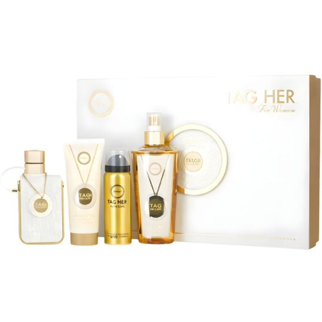 Estuche Armaf Tag Mujer 4pzs 100ml Edt + Crema Splash + Desodorante