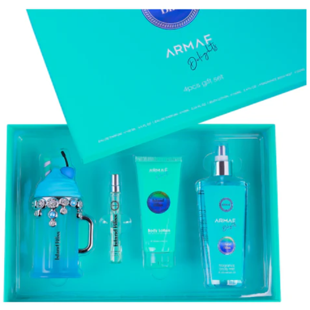 Estuche Armaf Delights Island Bliss Mujer 100ml Edp + 10ml Edp + Splash + Crema