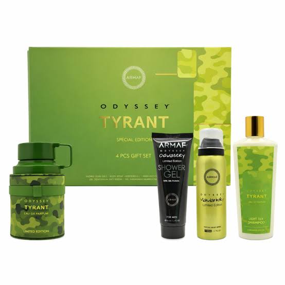 Estuche Armaf Odyssey Tyrant Unisex 4pzs 100ml Edp + Splash + Spary + Crema