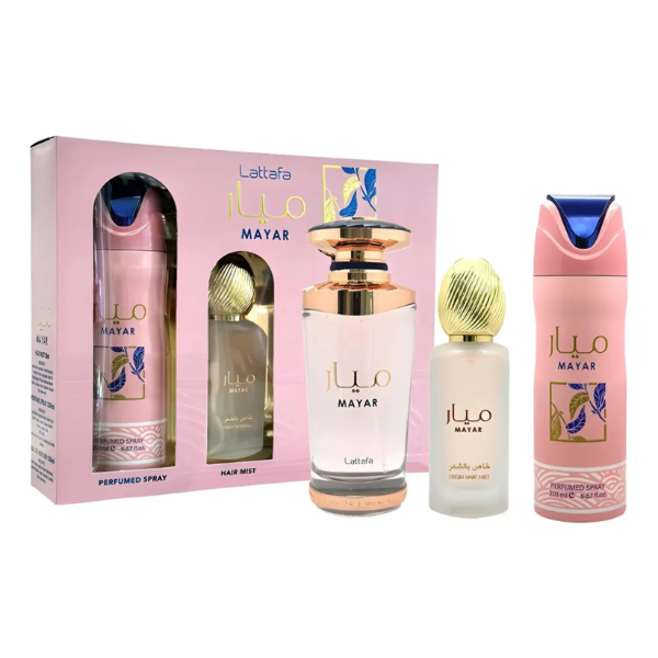 Estuche Lattafa Mayar Mujer 3pzs 100ml Edp + Splash + Spray Cabello