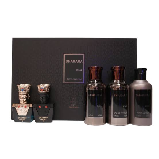 Estuche Bharara Bharara King 100ml Edp + 10ml Pharaoh I + 10ml Pharaoh + After Shave + Crema