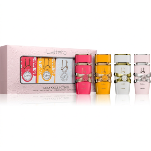 Estuche Minis Lattafa Yaras 4pzs 5ml Yara + Candy + Moi + Tous