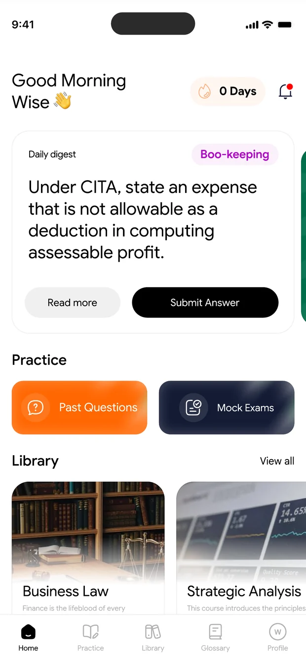 MaxPrep home screen with the daily Digest question and a streak counter