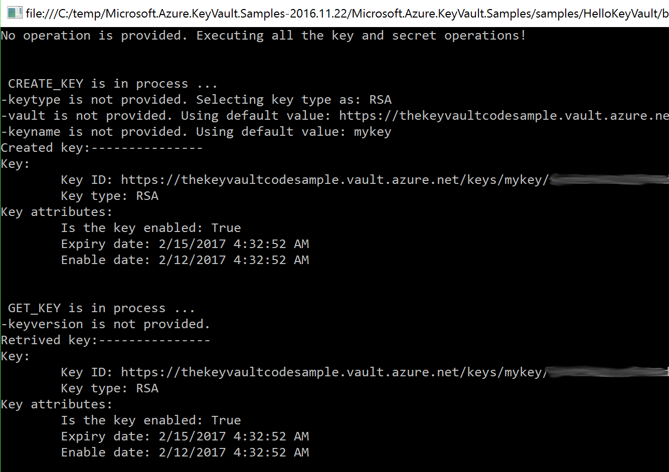 Test Driving The Azure Key Vault Client Samples