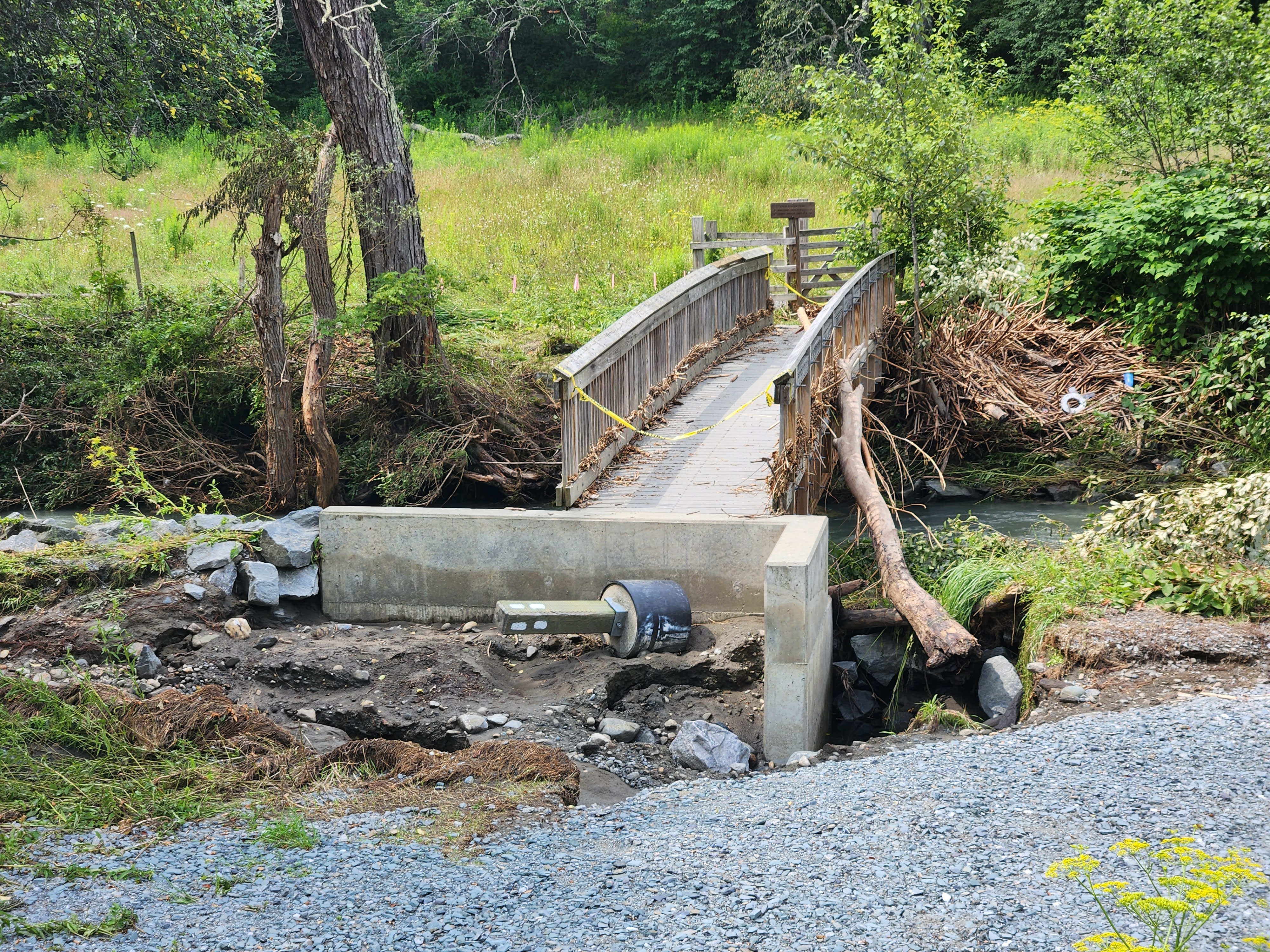 Flood damage to a bridge on the Appalachian Trail