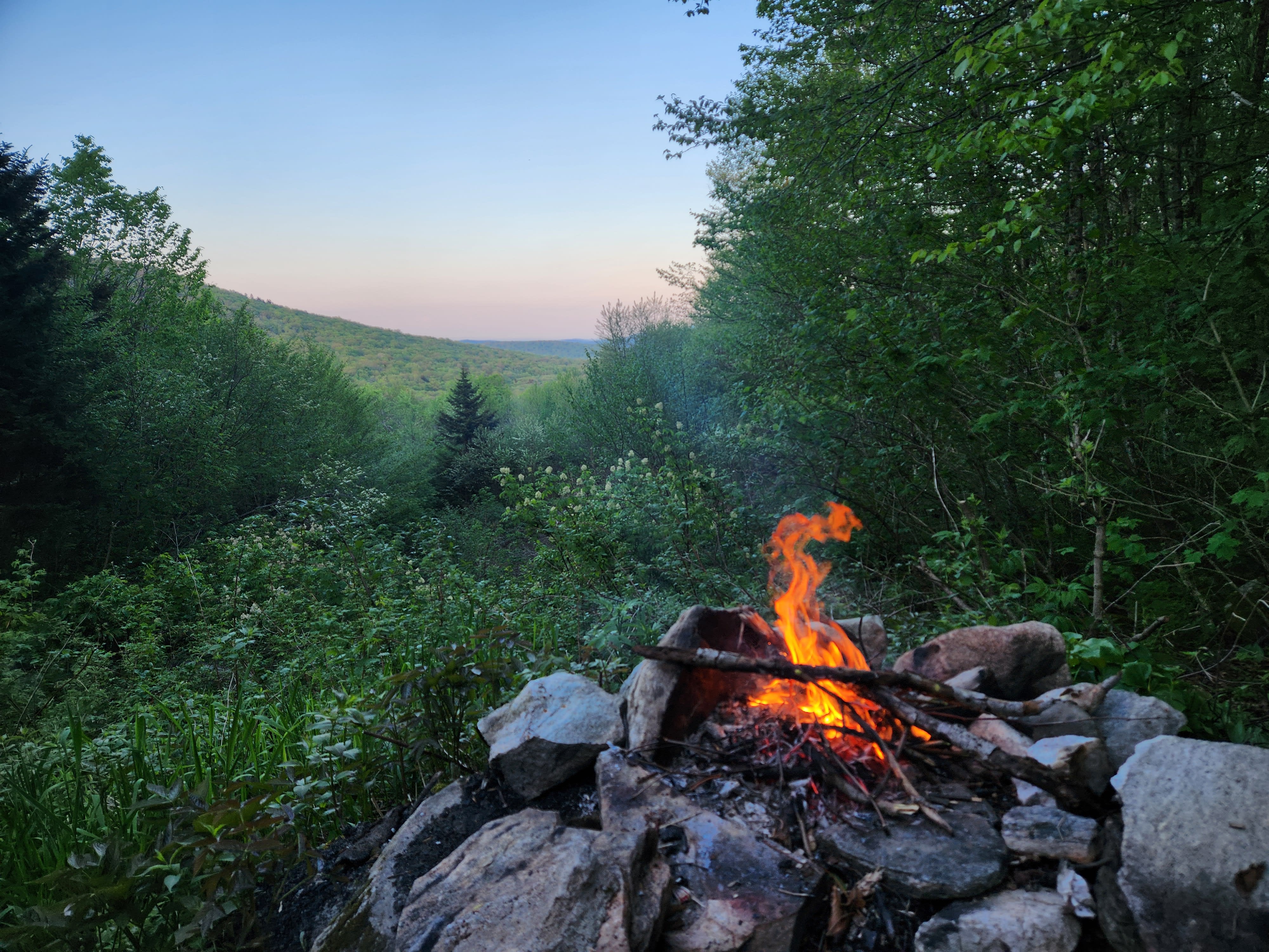 Campfire at sunset