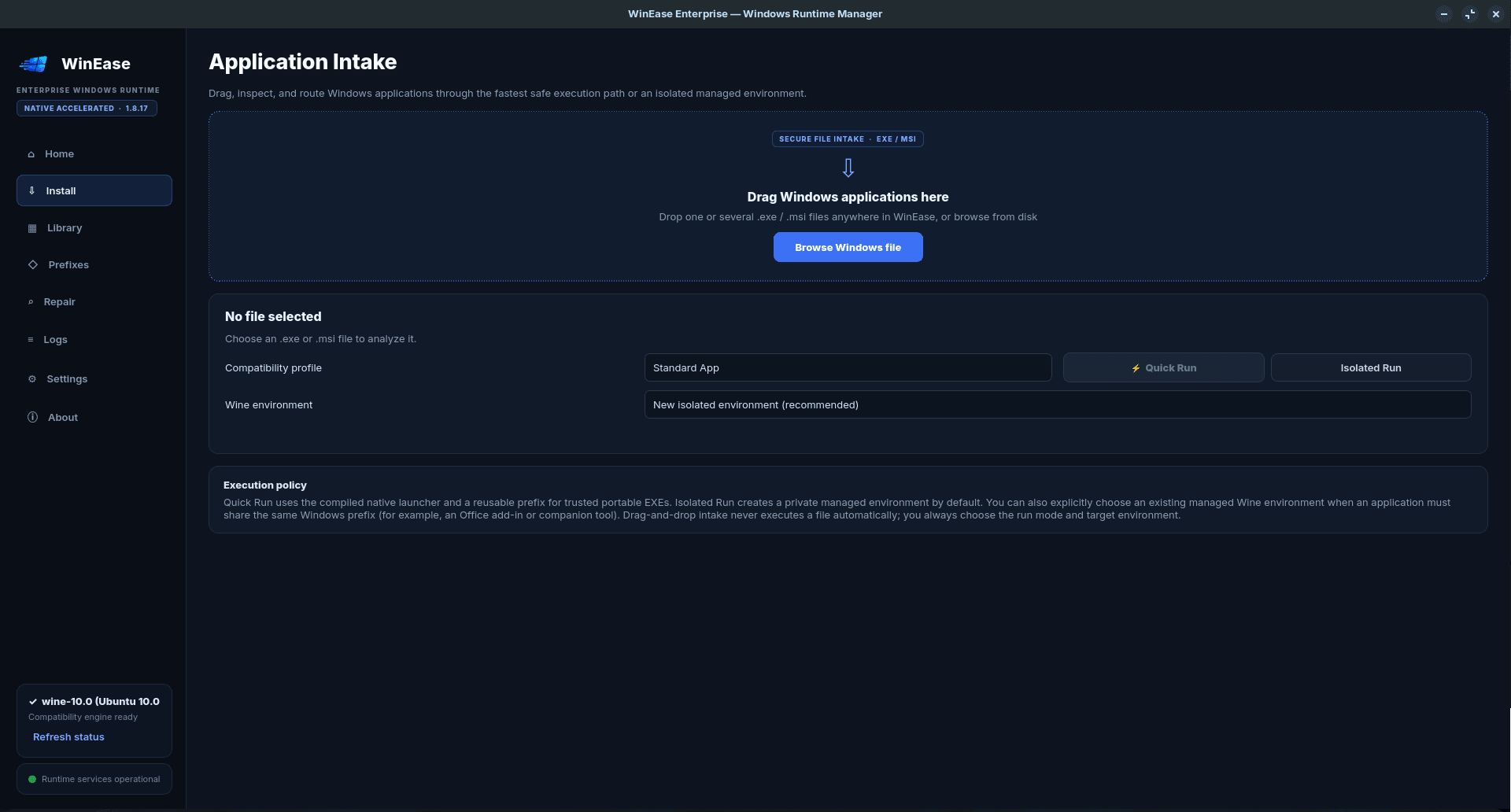 WinEase Linux Windows application manager screenshot — image 7