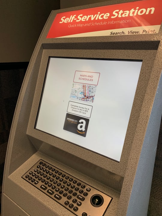 Self service transit information kiosk