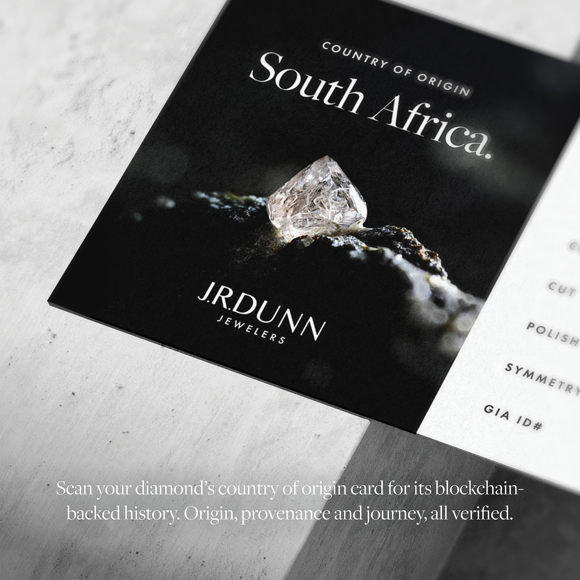 Single Source blockchain diamond card