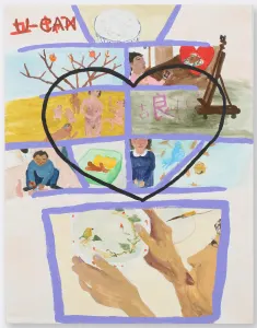 drawing of several scenes from everyday life