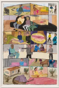 drawing of over 15 scenes from everyday life