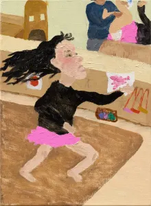 oil painting of a child running
