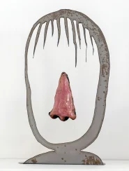 steel sculpture that looks like a face