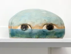 stoneware sculpture of an abstract head