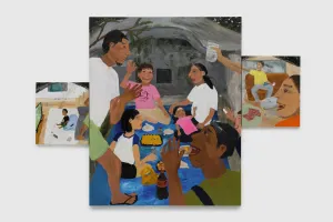 triptych of oil paintings