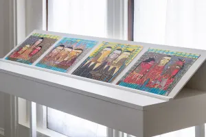 closeup of 4 marker drawungs