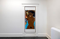 gallery installation of an oil painting on a wall