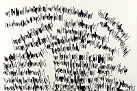 abstract drawing of black words on white paper
