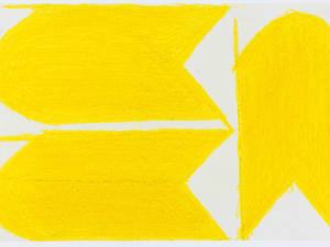 oil painting of yellow abstract shapes