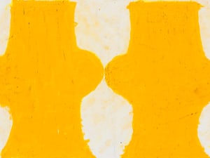 oil painting of yellow abstract shapes
