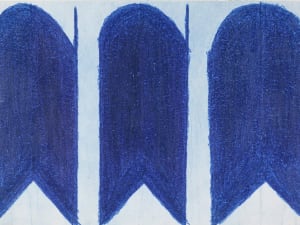 oil painting of blue abstract shapes