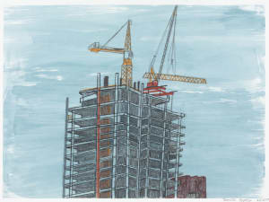 drawing of a building under construction