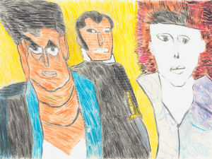 paper drawing of Jim Bowie, David Bowie