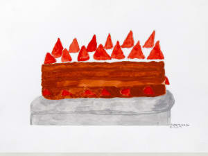 watercolor painting of a cake