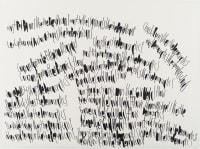 abstract drawing of black words on white paper