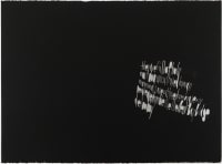 abstract drawing of silver words on a black paper