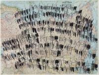 abstract drawing of words on a map of Asia