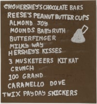 drawing of a list of candy bars