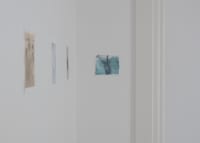 gallery installation of six drawings and one large oil painting