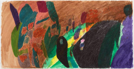 abstract drawing on paper featuring many colors