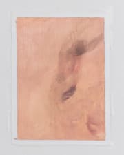 beige abstract painting of a figure falling backwards