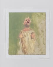 abstract painting of an ethereal, humanlike figure perhaps singing
