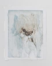 light blue and white abstraction of a female figure