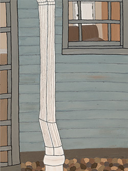 oil painting of a gutter on the side of a house