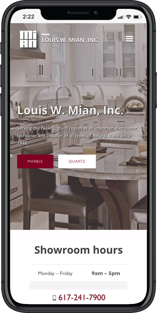 iphone screenshot of a natural stone installer website