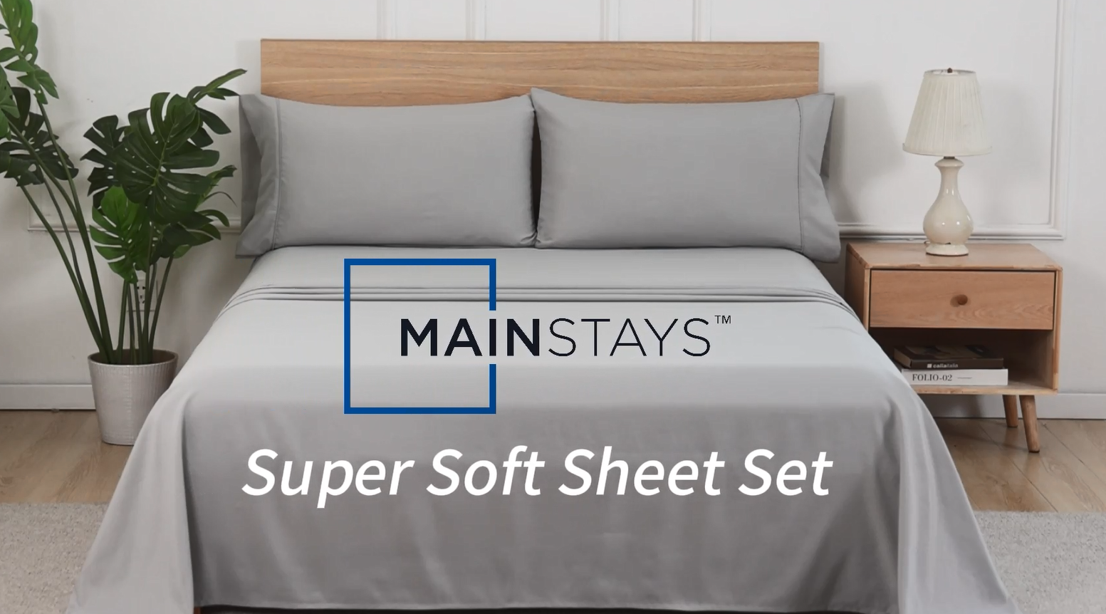thumbnail video image 2 of Mainstays Super Soft Brushed Microfiber Bed Sheet Set, Grey Stria, Queen, 4 Piece, 2 of 13