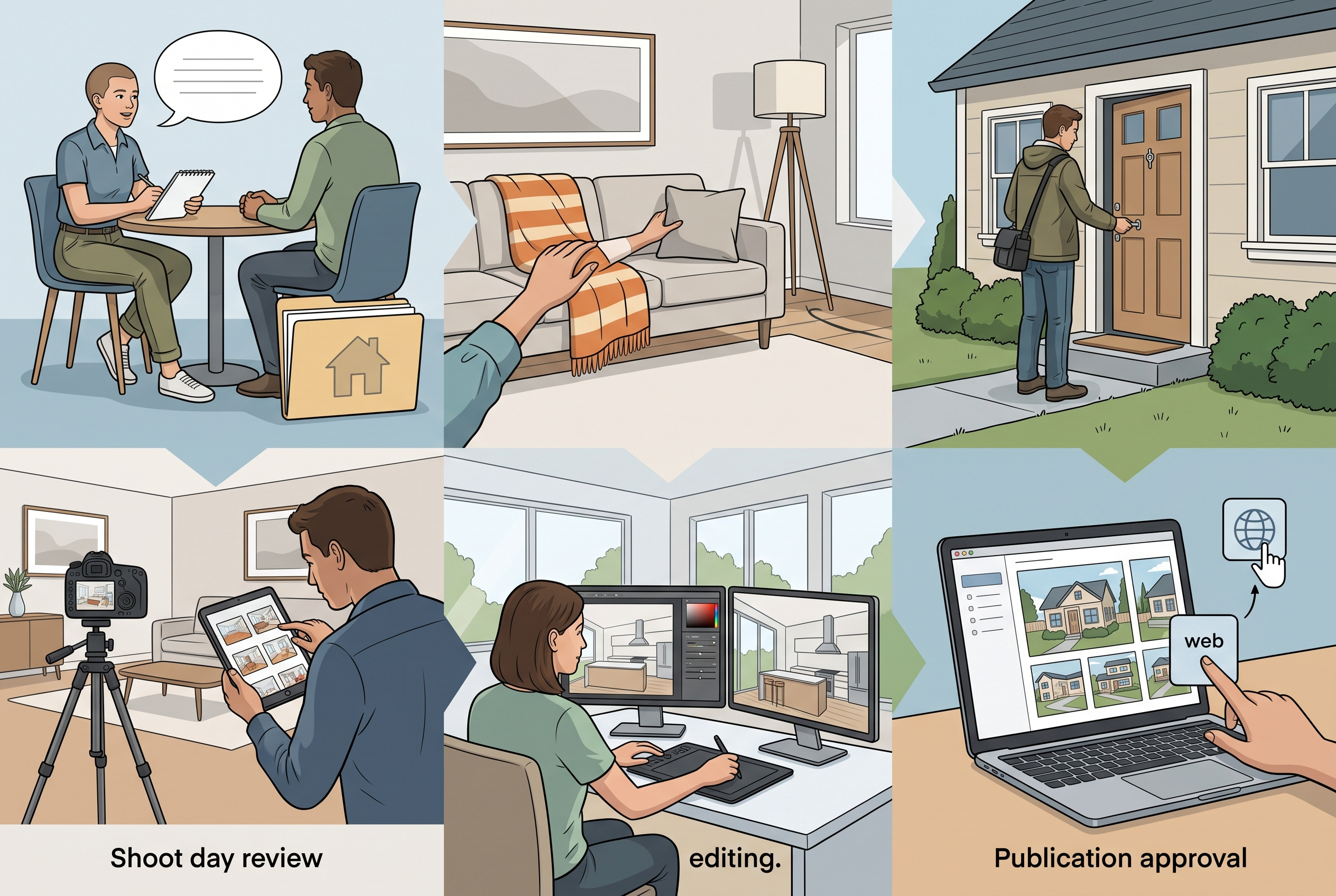 Room-by-room listing photography preparation and approval checklist