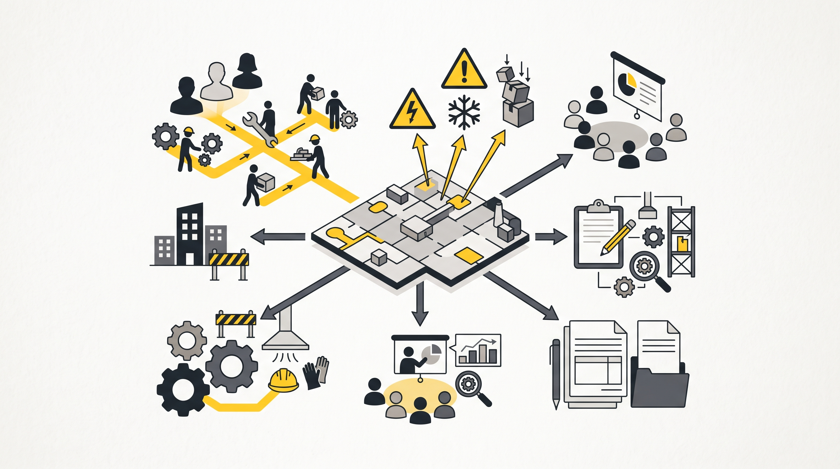 Workplace safety requirements map from jurisdiction to controls and review