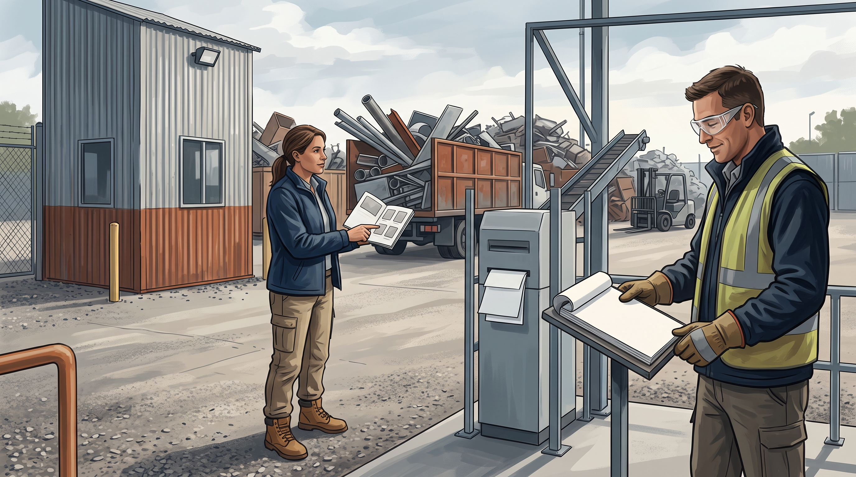 Customer confirming a metal load before entering a scrap yard