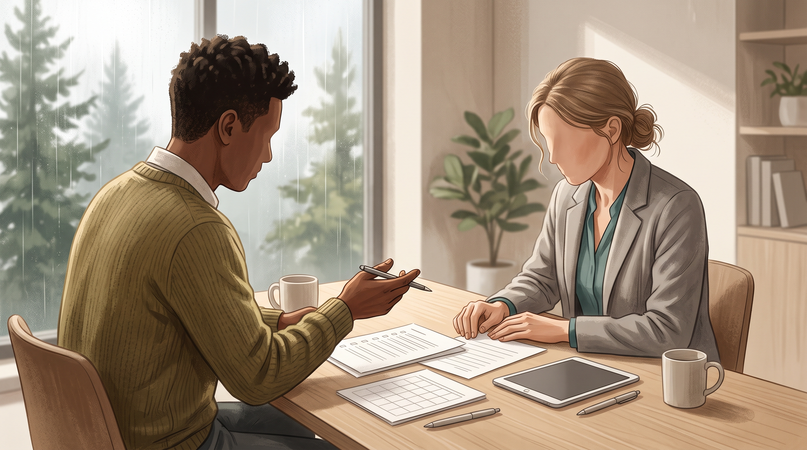 Patient and clinician preparing medication history questions and follow-up plans for a treatment discussion