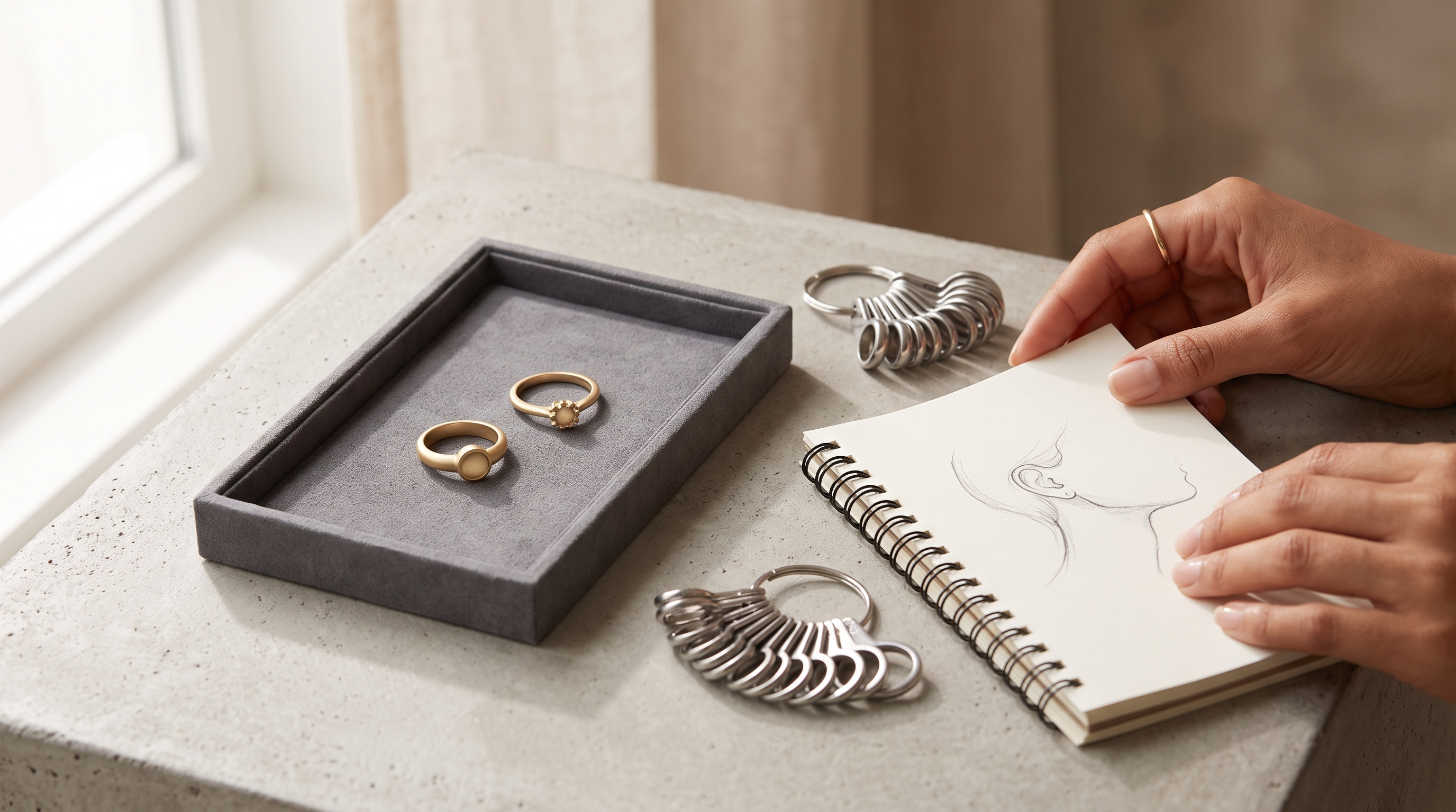 Two wedding ring profiles compared for fit and daily wear