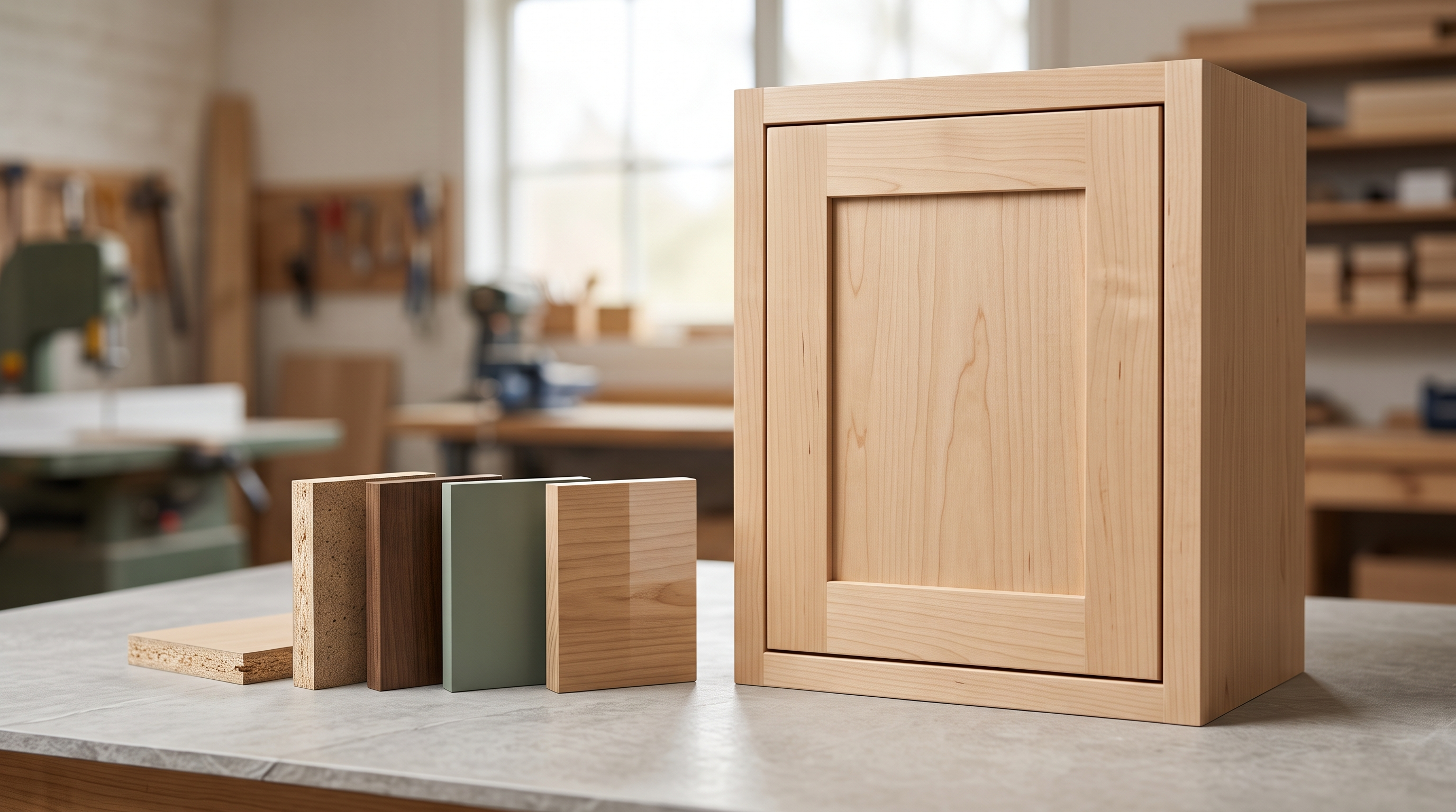 Maple cabinet refinishing substrate and sample checks